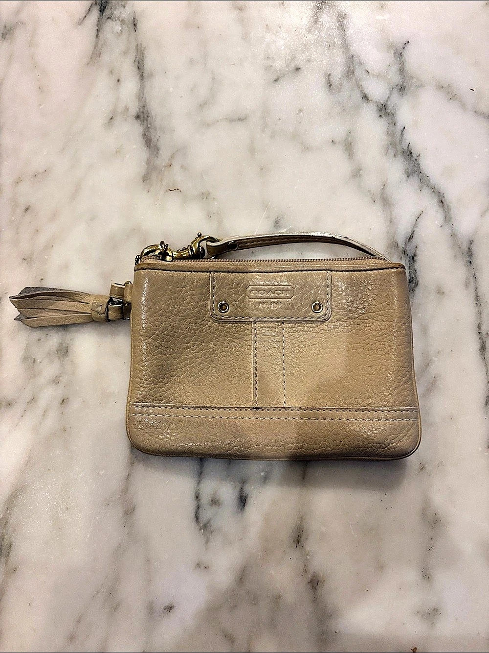 Coach Women's Leather-Look Wristlet in Brown